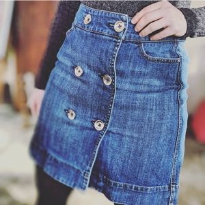 White House Black Market Denim Button Skirt